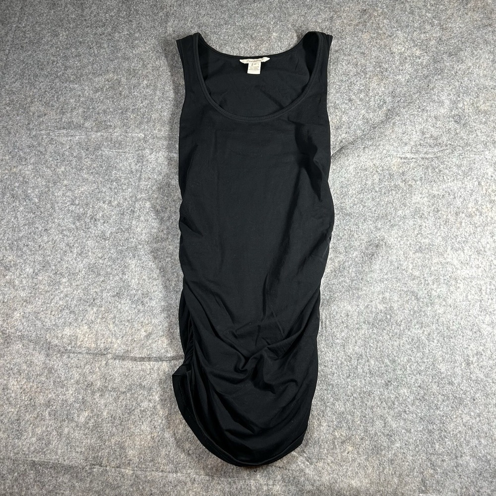 Sundance Women Dress Medium Black Mini Bodycon Ruched Sleeveless Scoop Neck
